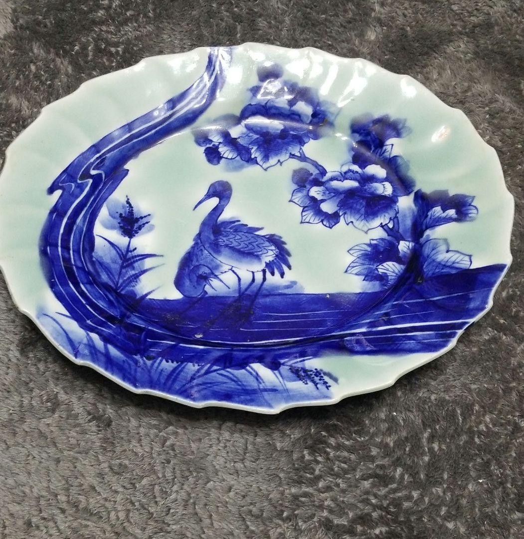 伊万里　明治時代　手書き染め付け陶印いりです