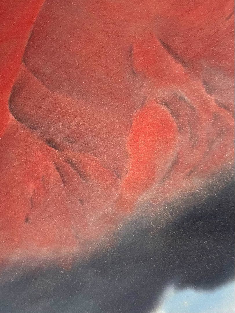 清水栄一 赤富士 掛け軸 絹本 大幅 共箱 タトウ