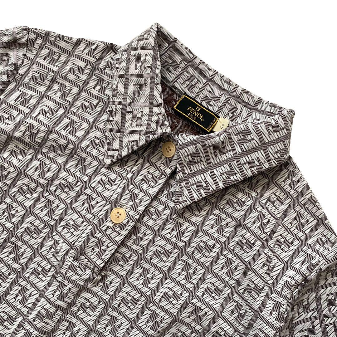美品 FENDI フェンディ ズッカ柄 半袖 ポロシャツ 44 ロゴ