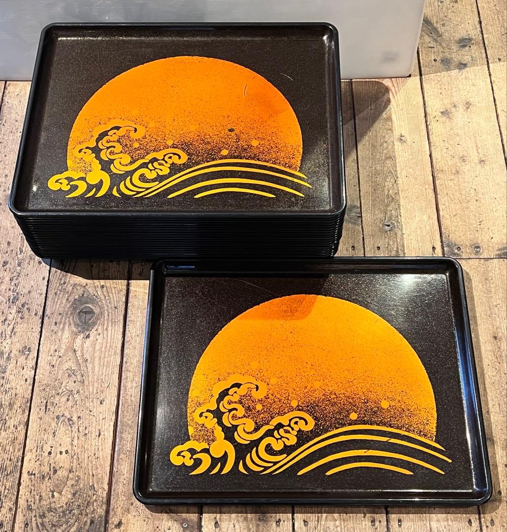 ①波　太陽　月　黒盆　和風　20枚　おまとめ　懐石　旅館　昭和レトロ