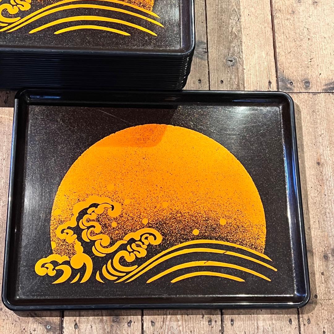 ①波　太陽　月　黒盆　和風　20枚　おまとめ　懐石　旅館　昭和レトロ