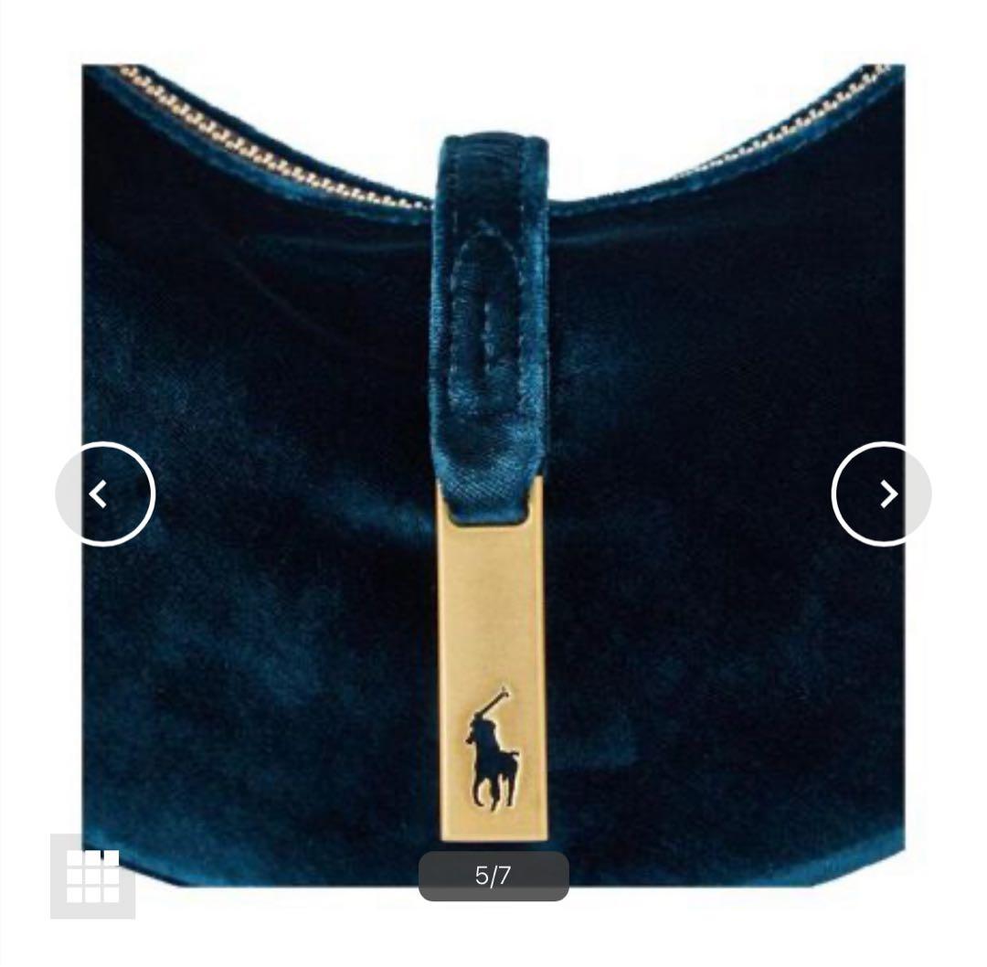 ラルフローレンPolo ID ベルベット ミニ ショルダー バッグ　ブルー