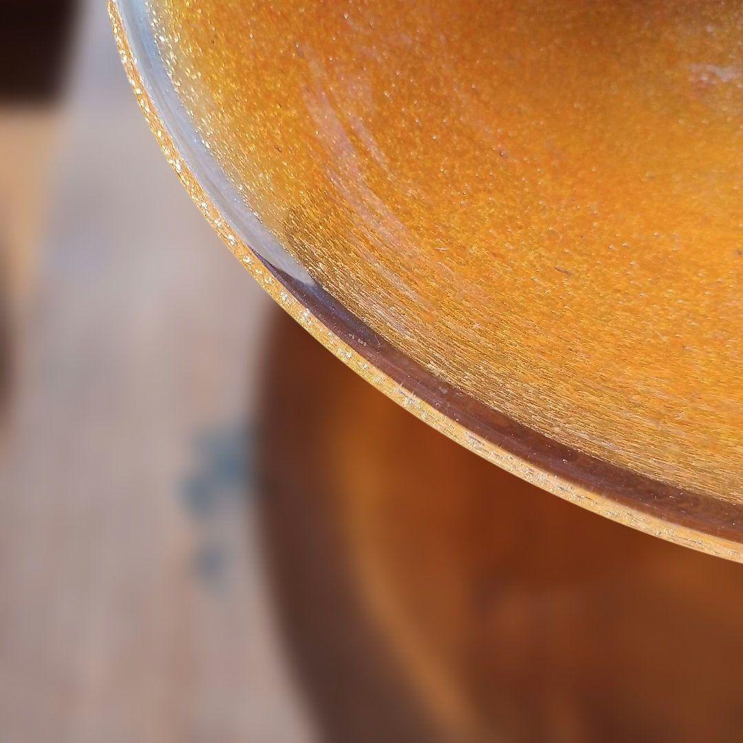 岩田藤七　作「豊穣」　アンティーク オレンジ色のガラスボウル