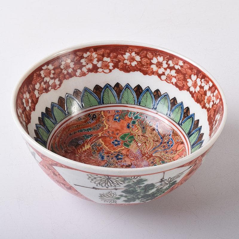 瀬戸焼　古瀬戸　赤絵金彩　鳳凰文　鉢　V　R8600