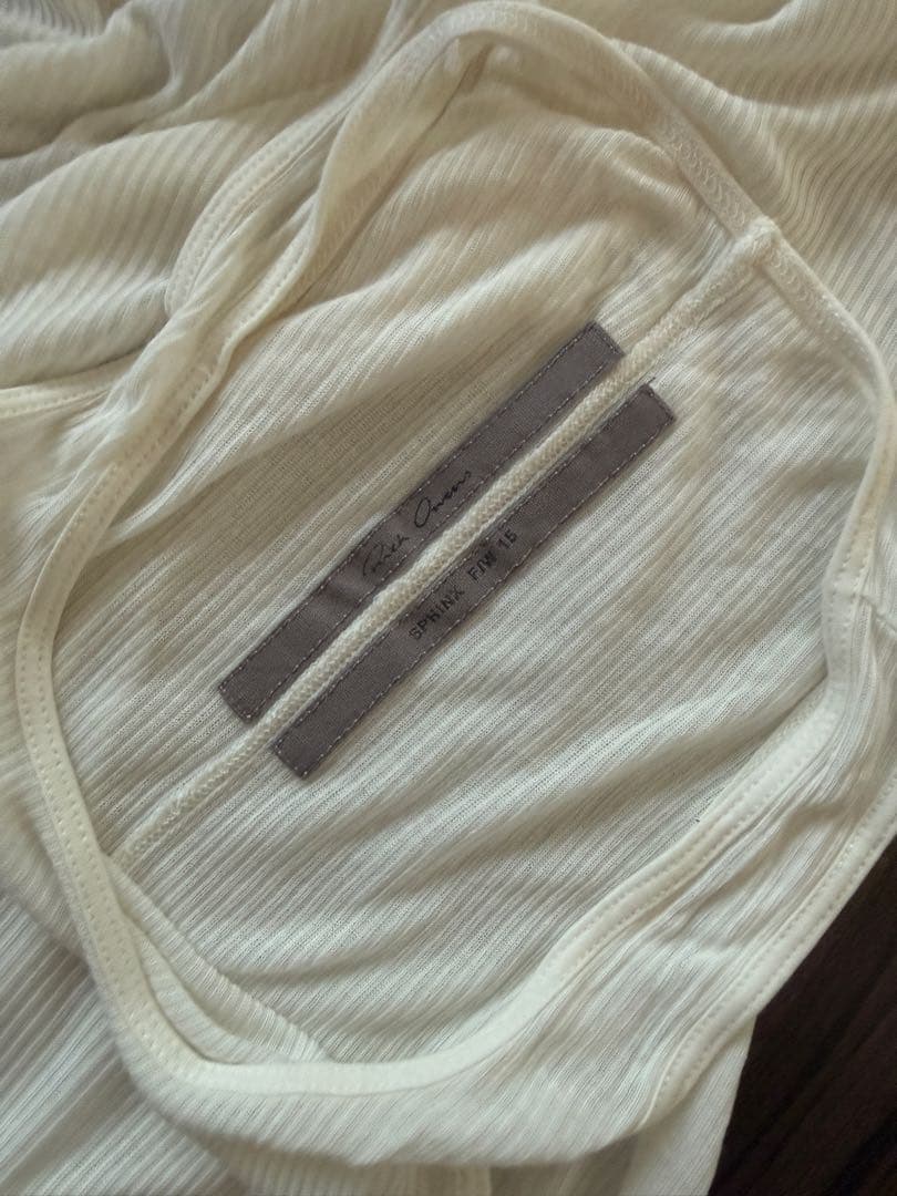 Rick Owens リブタンクトップ ロング丈 ミルクカラー イタリア製 L