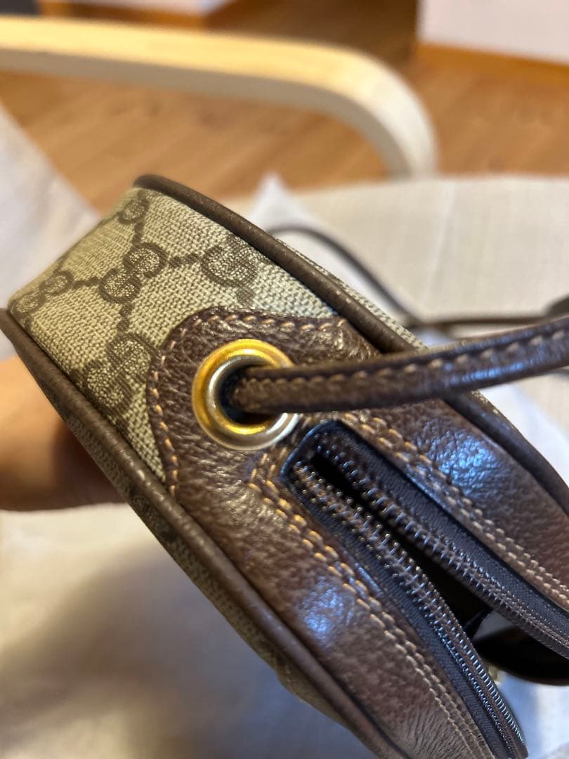 オールドグッチGGパターン シェリーライン　レザーショルダーバッグ