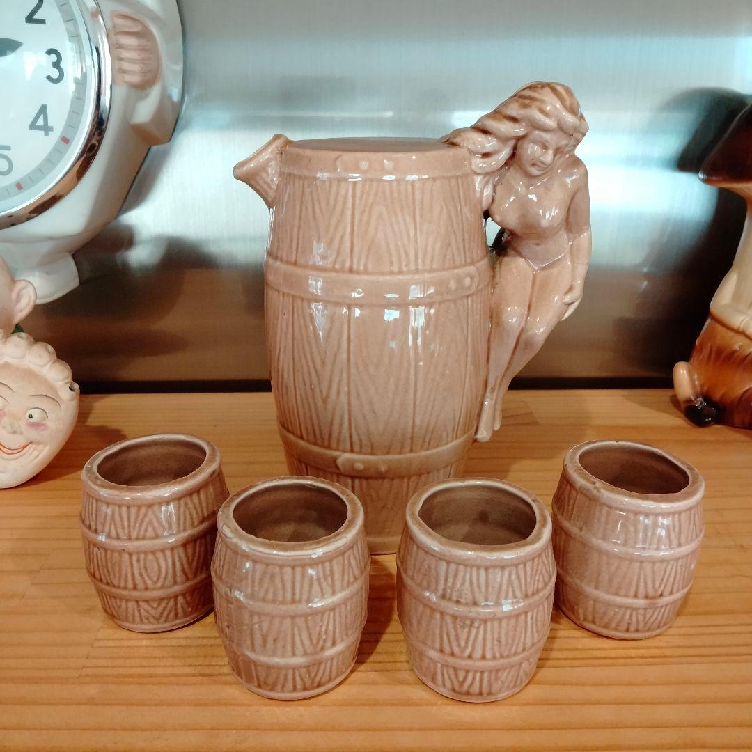 50s 　ピンナップ　デカンタ　お猪口セット　エロ　スカル　ドクロ　ビンテージ