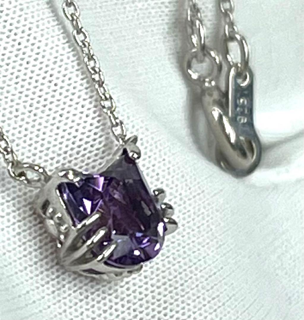 宝石ルース 『限定品！ネコちゃんネックレス！』天然アメジスト　チェーン付