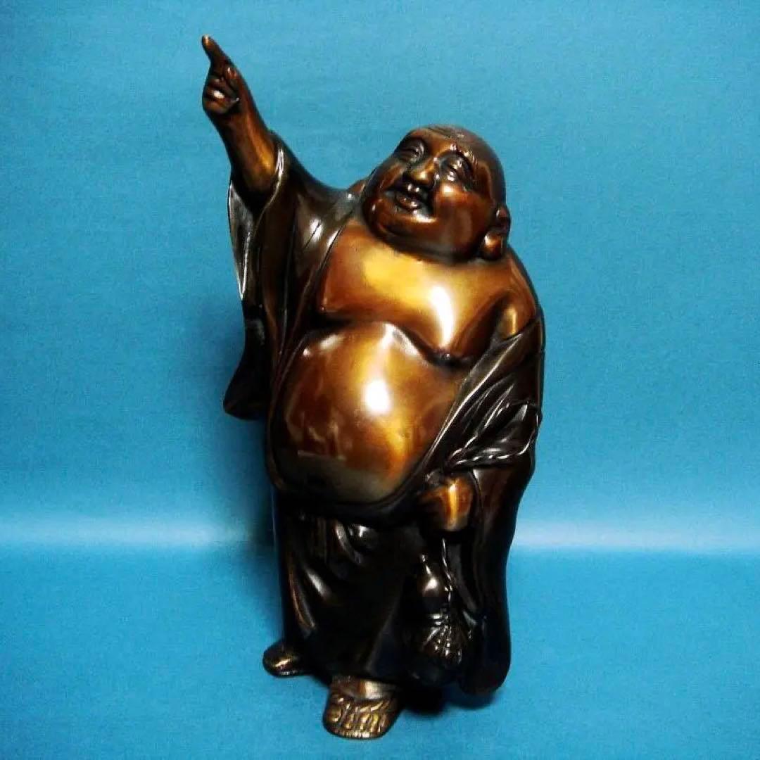 194『唐銅 指月 布袋像』　　/骨董品 古美術 古玩 アンティーク