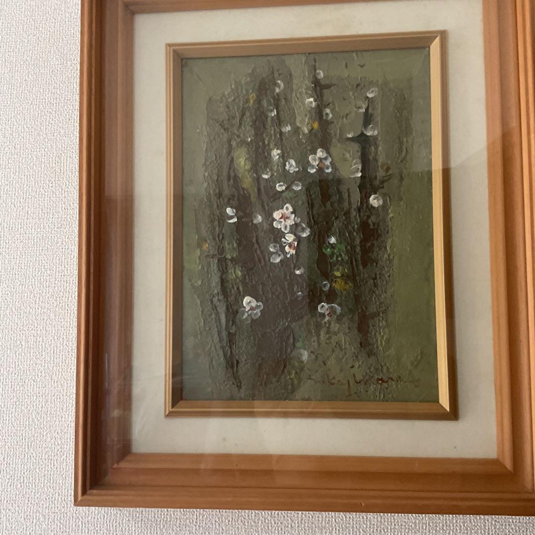 甘夏油彩画 花図 作品にサイン在 作者不詳 キャンバスのみ