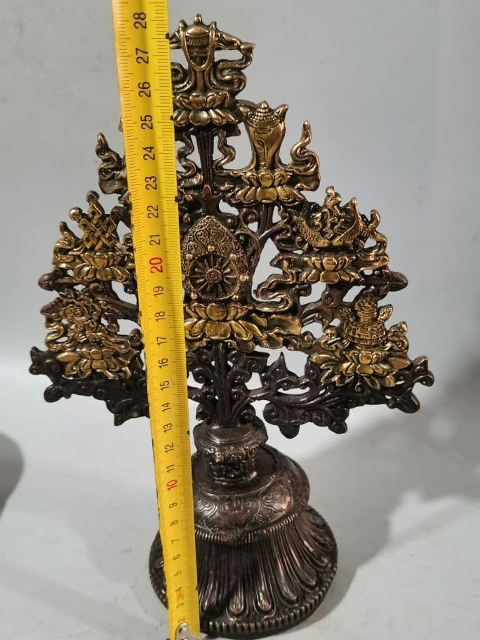 銅 細工 八宝吉祥樹 蔵式密宗法器 鎮宅辟邪 開運風水 招財 置物 工芸品