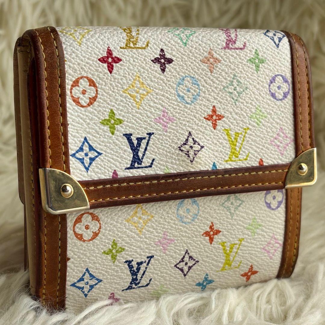 【激レア 美品】ルイヴィトン　三つ折り財布　マルチカラー　カルトクレディ　白系