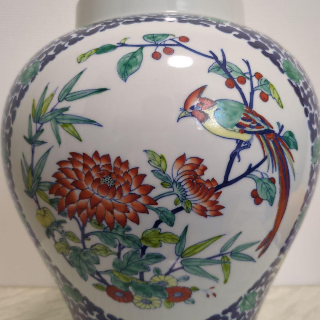 闘彩双窓花鳥菊花文沈香壺 大清雍正年製 795