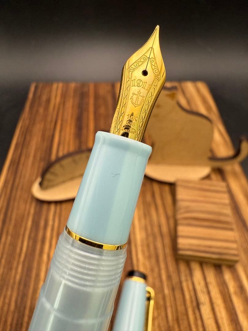 SAILOR 万年筆 四季織 雪月空葉 春空 美品 14K MF