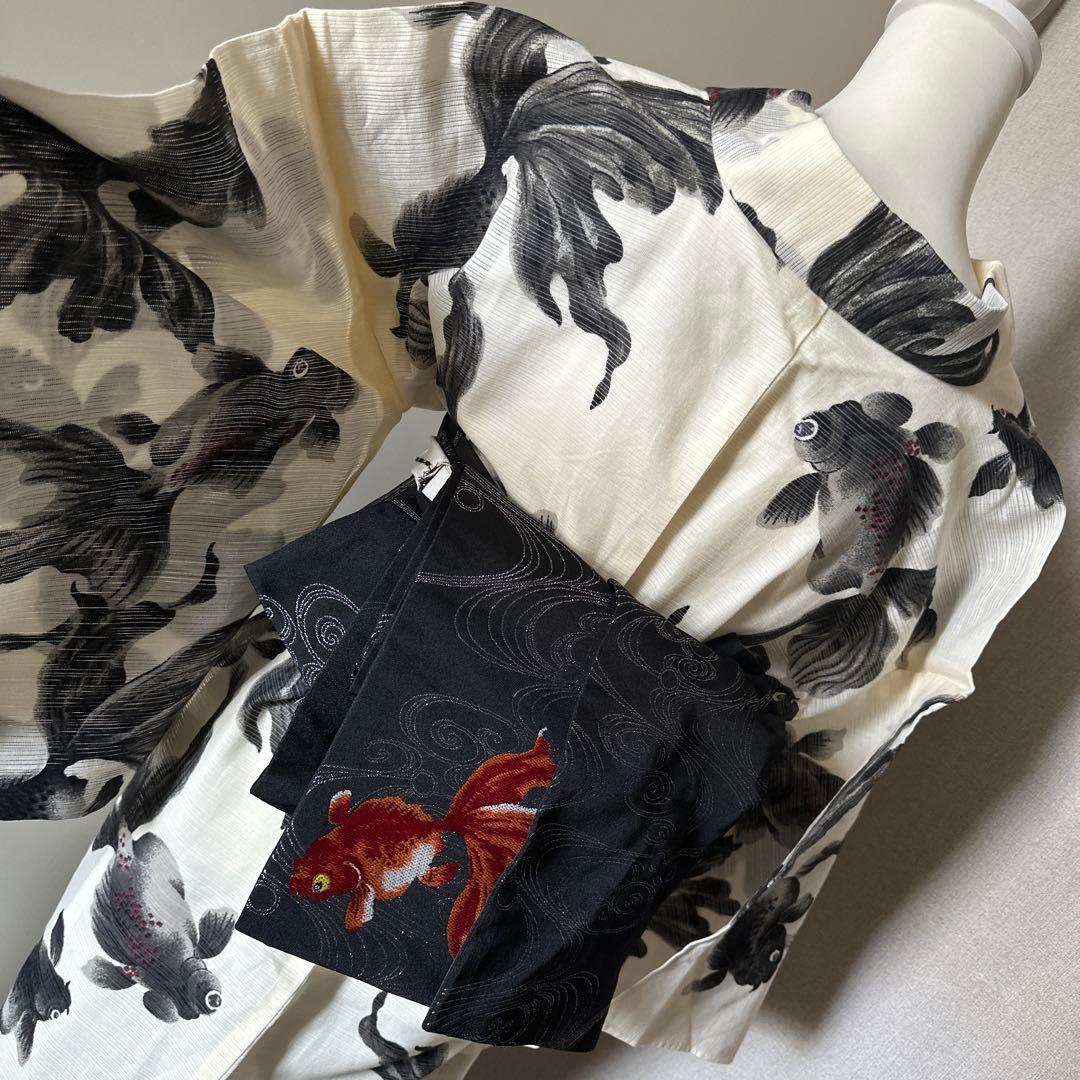 うらん岡重　金魚浴衣　背面居敷当て付き仕立て　レース三重紐付き