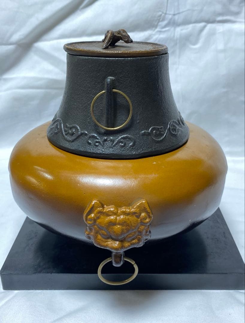 唐銅 鬼面風炉釜　コレクション用