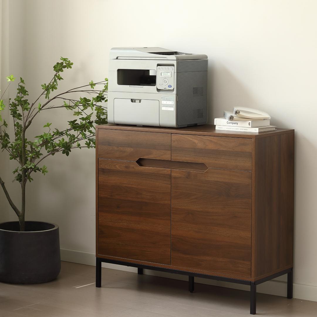 超人気！【幅90cm】キャビネット 木製 脚付き 収納棚 大容量 Brown