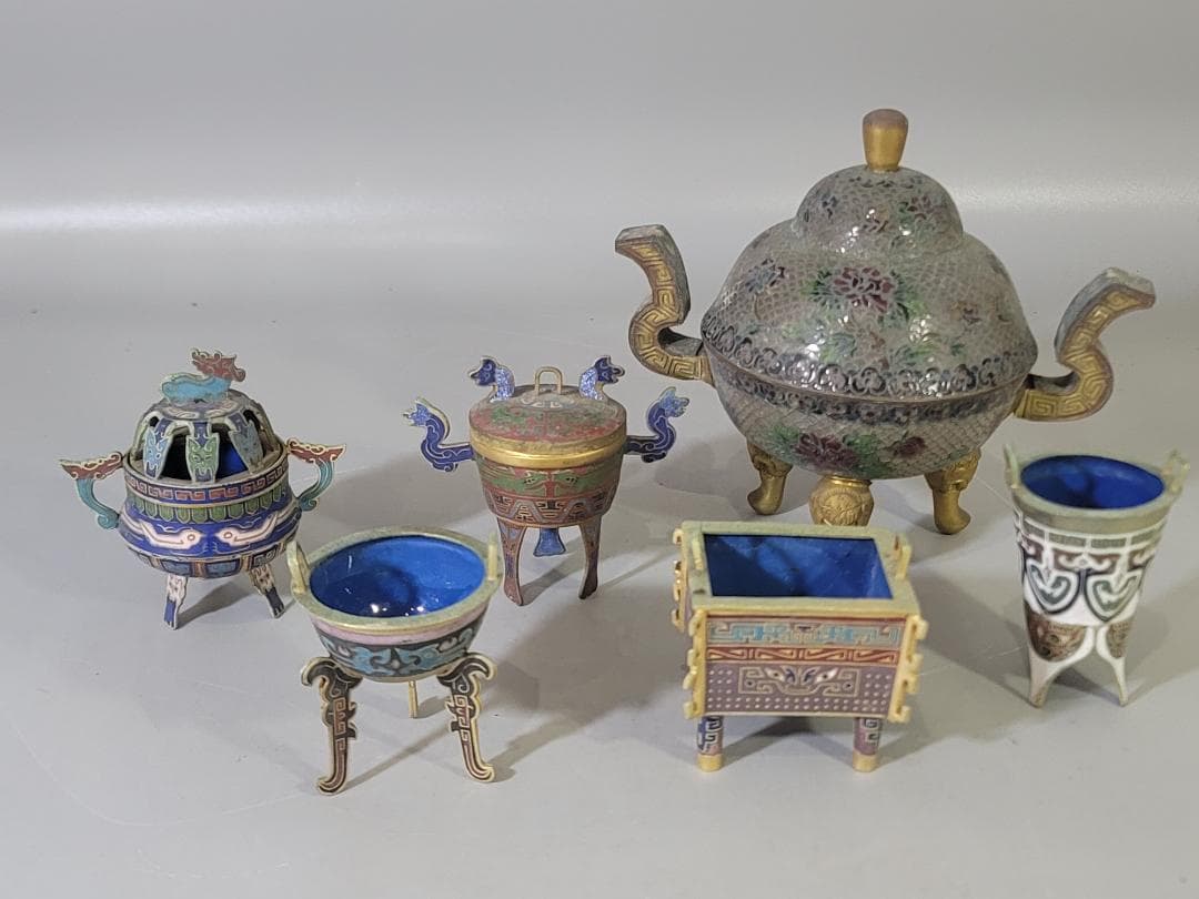 DT718 中国 七宝 香炉 六件 まとめて