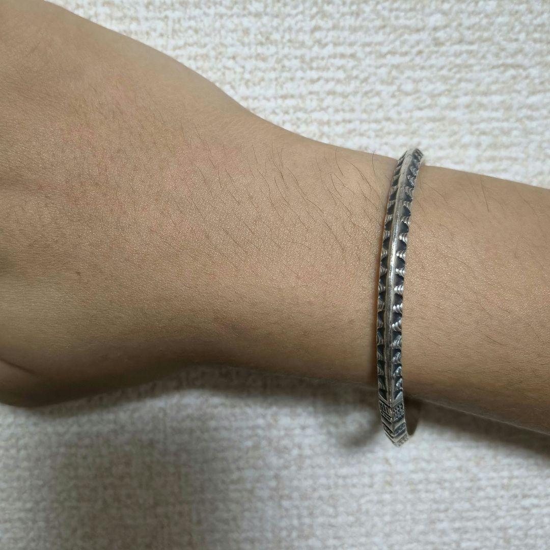 【新品現地買付】カレンシルバー バングル /カレン族/モチーフ/高純度