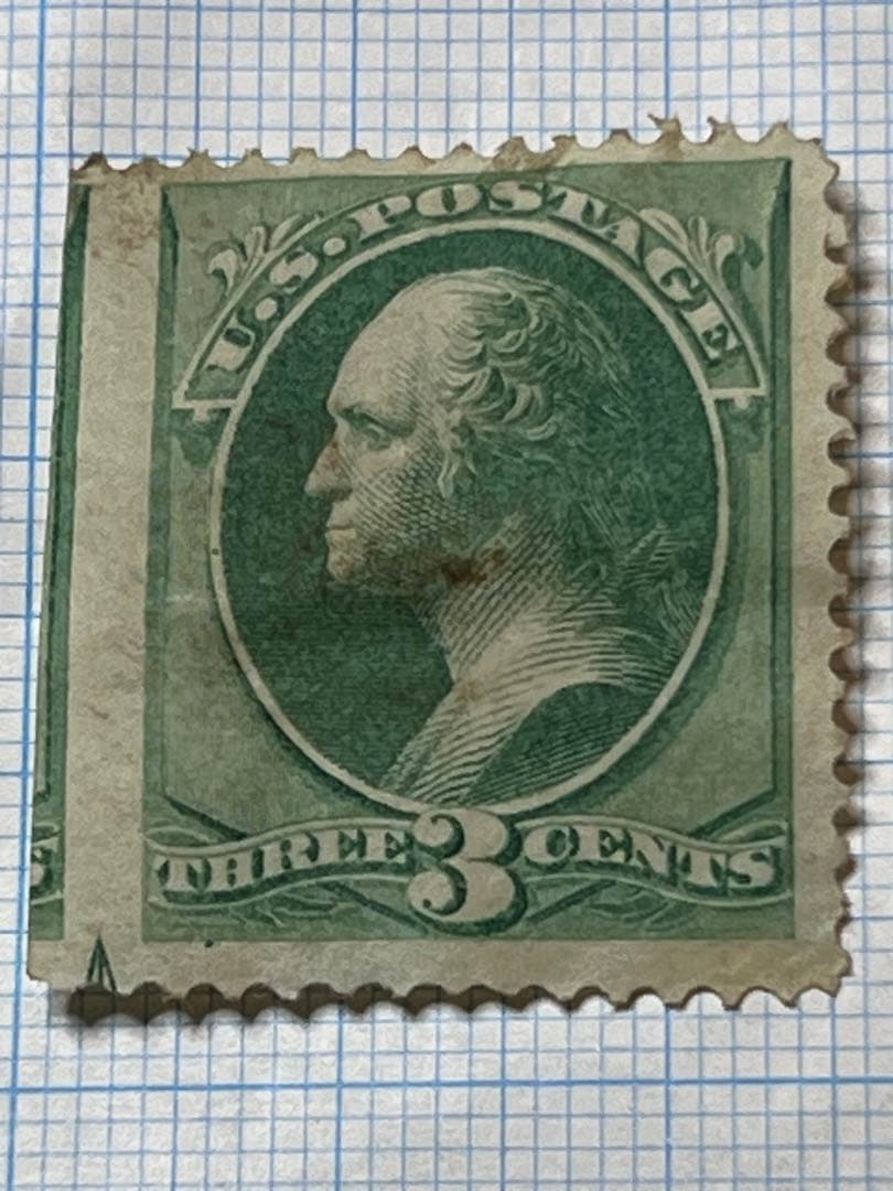 ワシントン1881  3centの字体は切手のみカットが左欠けエラー切手だろうか