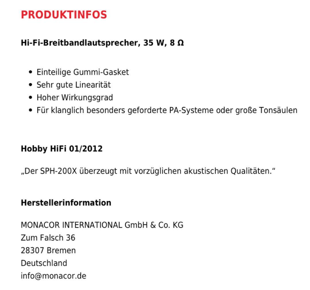 プ*ジ様 ⭕️Monacor SP200X 20cm フルレンジスピーカー(ペア