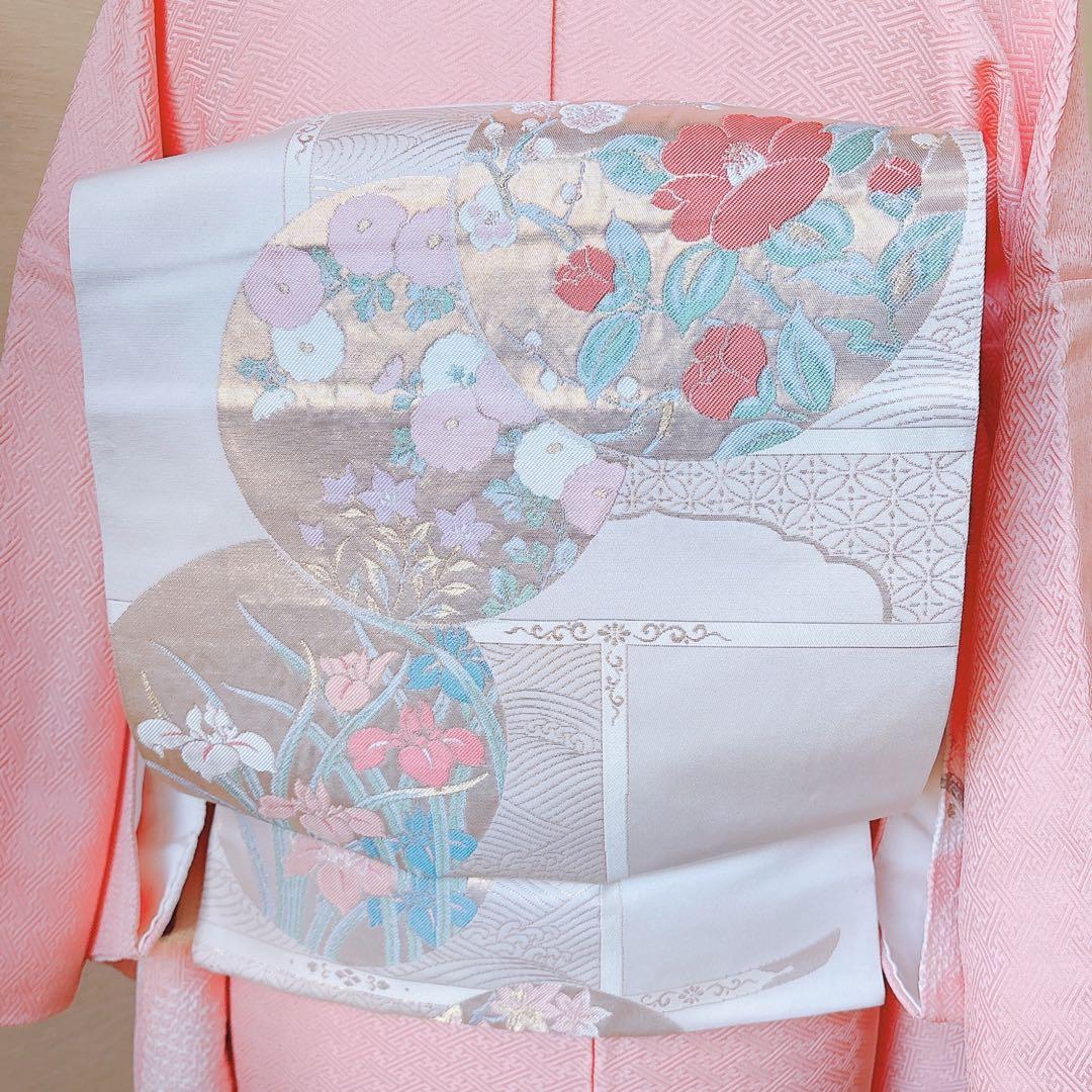 20日まで　訪問着　フルセット　辻が花　裄66 卒業式入学式M L 袋帯　ピンク