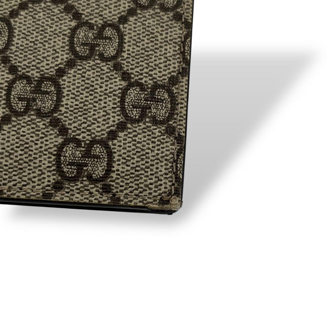 グッチ　GGスプリーム　二つ折り財布　コンパクト財布　ミニ財布　ベージュ　PVC