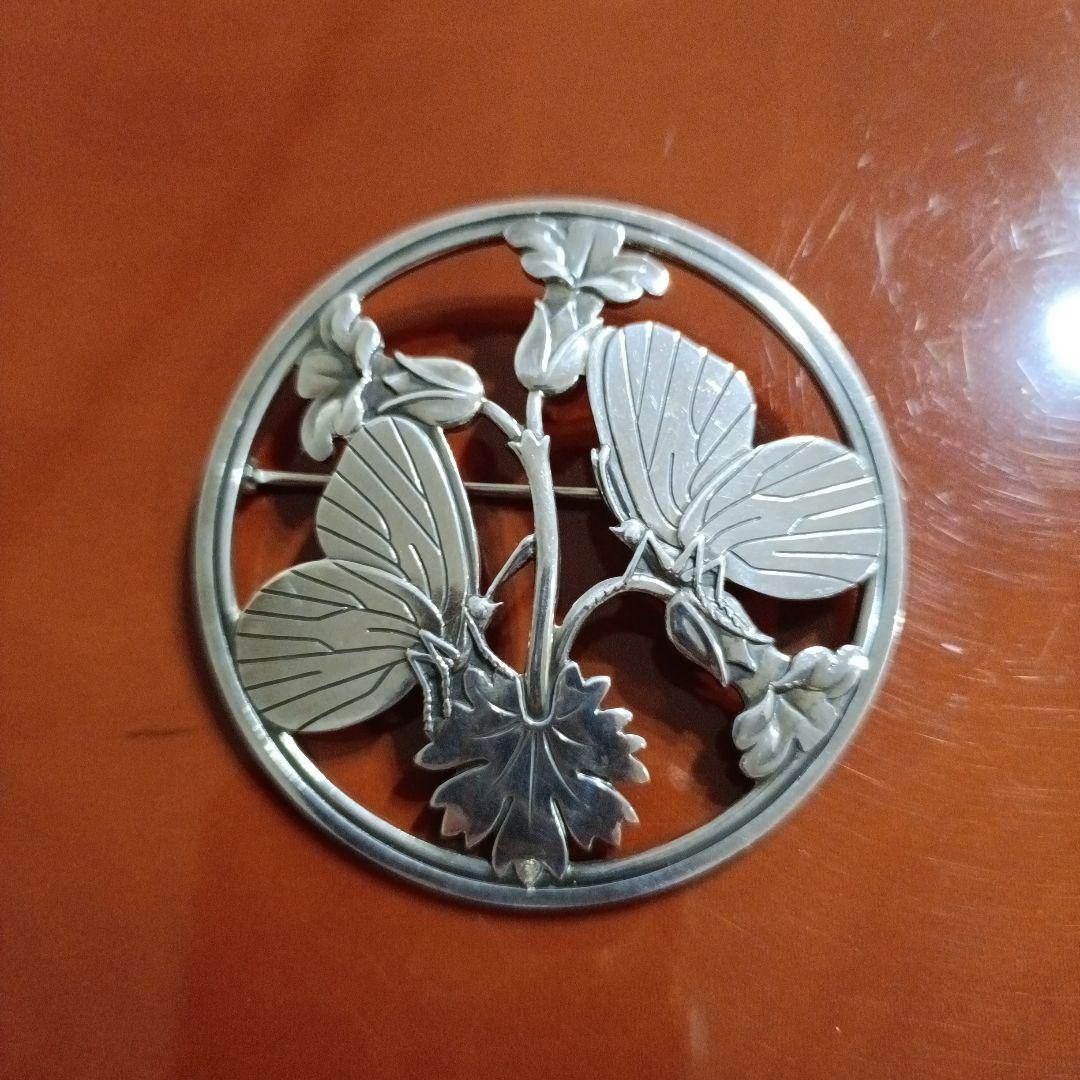 美品　大振り　ジョージジェンセン 283 ブローチ 蝶と花 アーノマリノウスキー