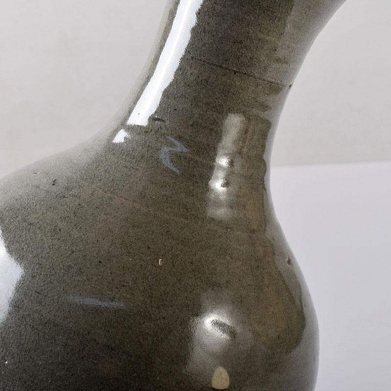 韓国美術　高麗窯　韓萬亀作　高麗青磁象嵌瓶　共箱　C　7557