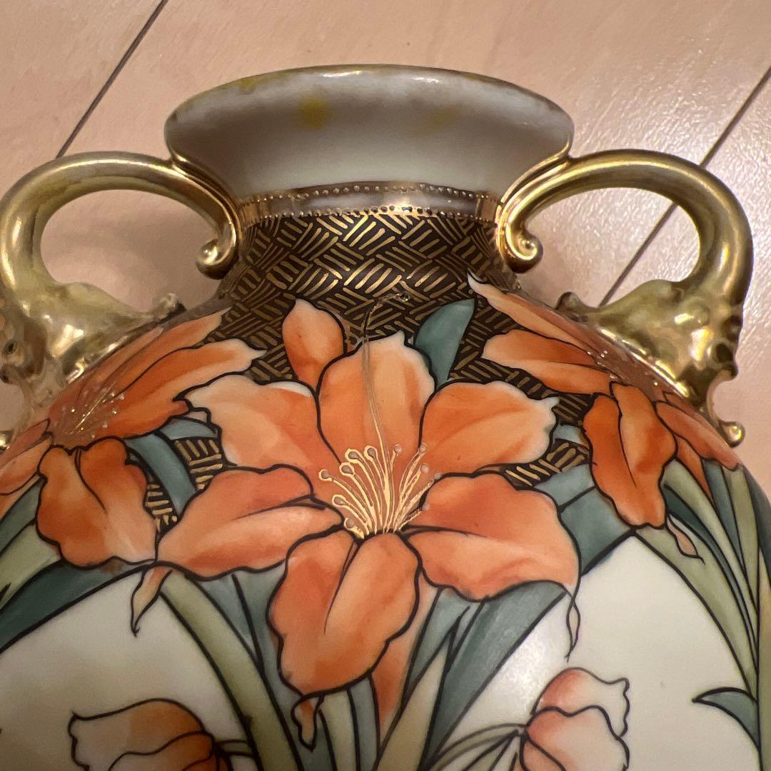nippon noritake hand paintedもりあげ希少アンティーク