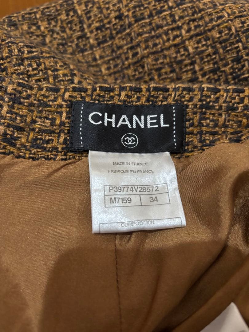 バズ　シャネルブラウンツイードタイトスカート34
