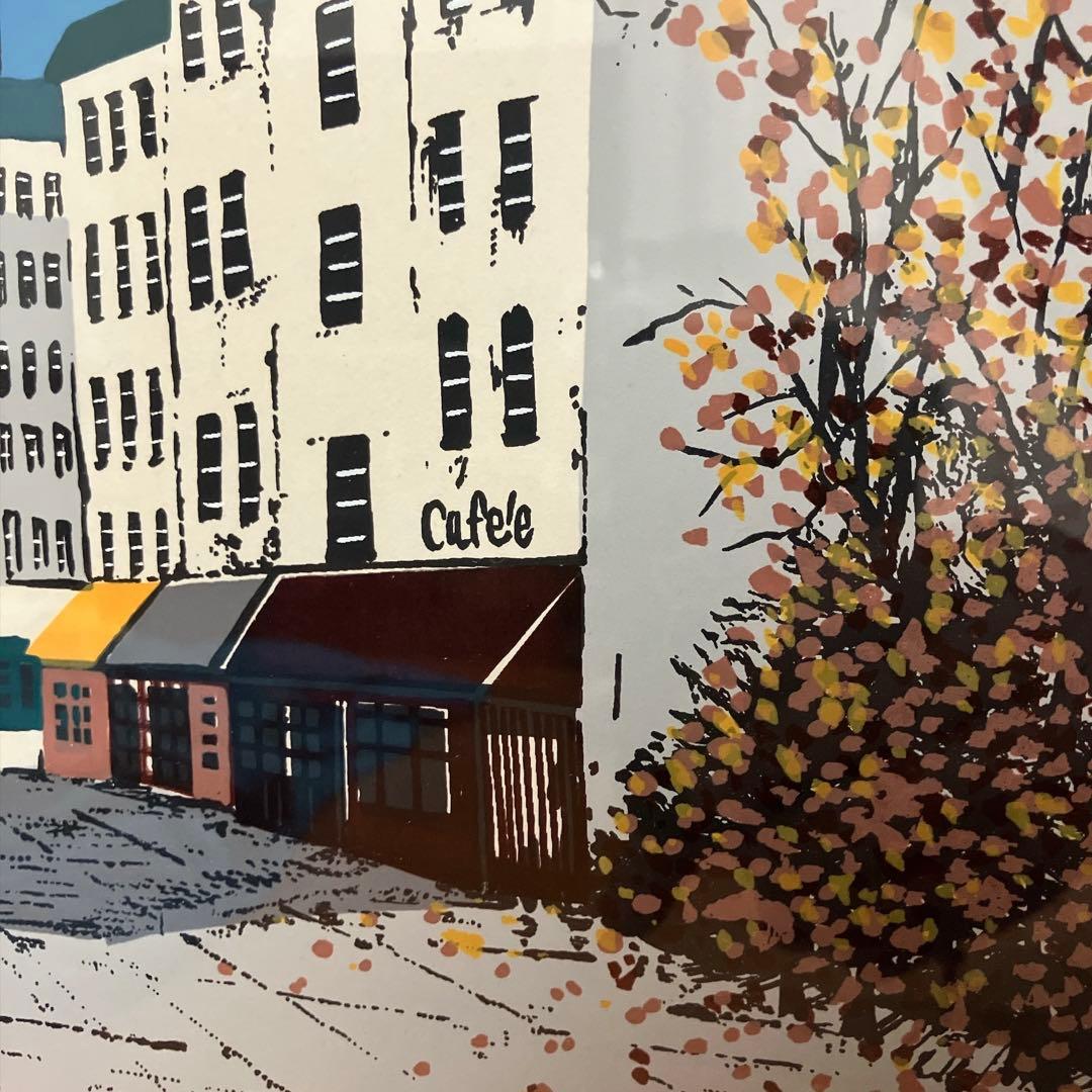 デビッド エドクイスト シルクスクリーン版画 額装 200部限定 街角 美品