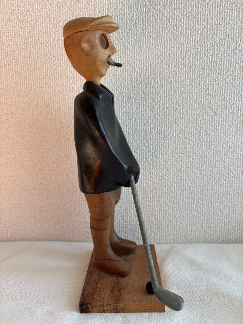 希少 イタリア ROMER 木彫り人形 釣り人 ヴィンテージ 彫刻