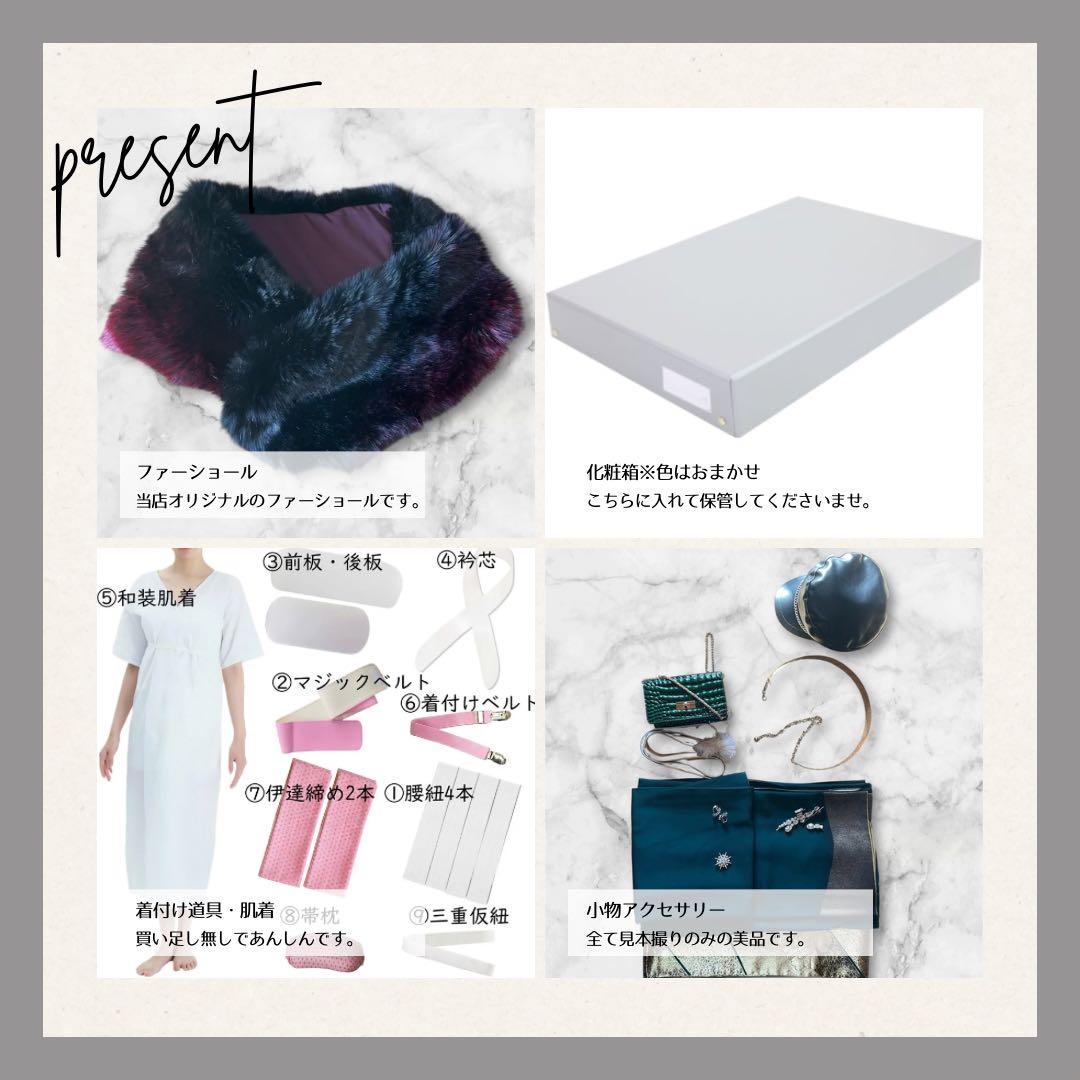 振袖 フルセット 山本寛斎 グリーン 全通帯 リバーシブル