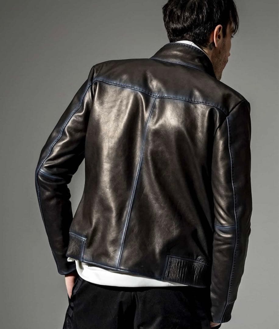 新品　C DIEM シープレザーグラデーションハリントンジャケット　ブルゾン　L