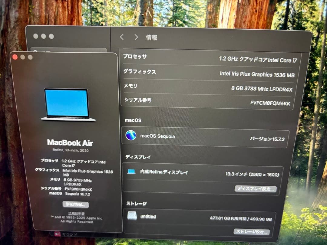 専用　Macbook Air 13インチ 2020 A2179 i7 500GB