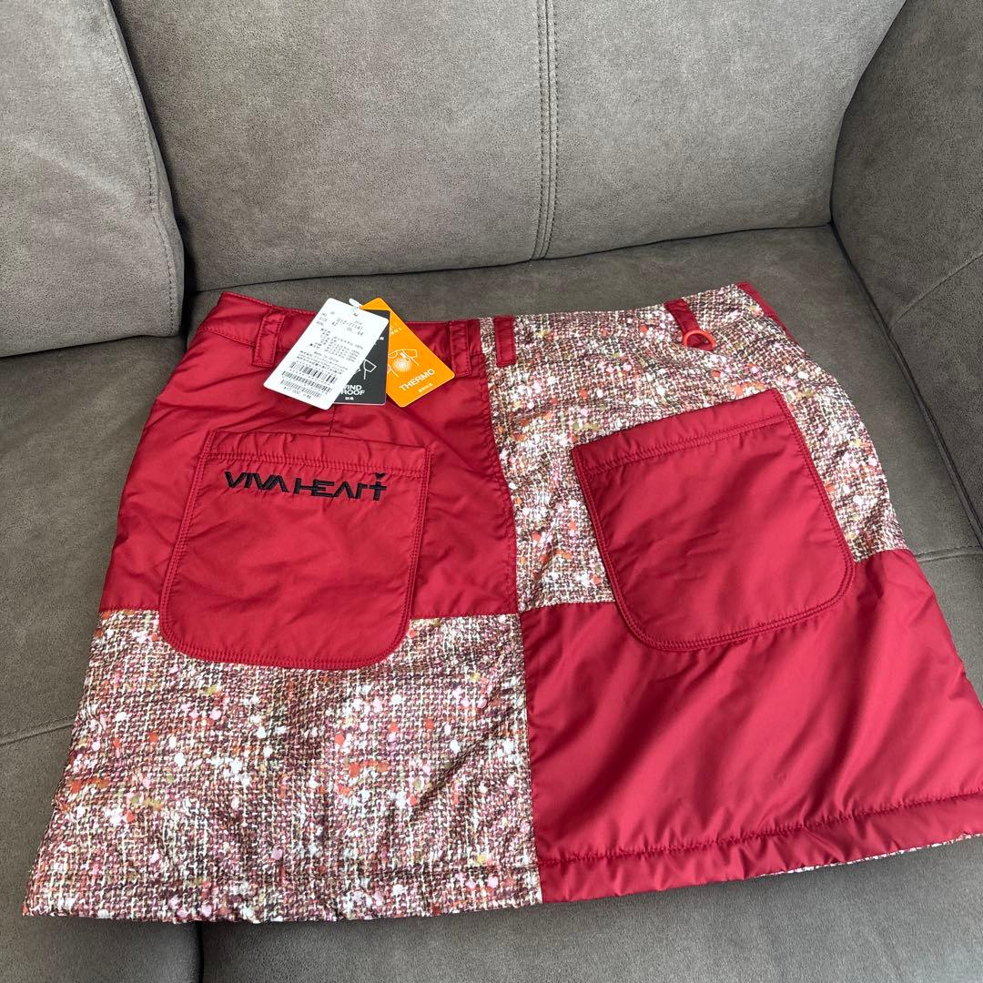 VIVA HEAT パッチワークスカート 赤　ダウン　冬
