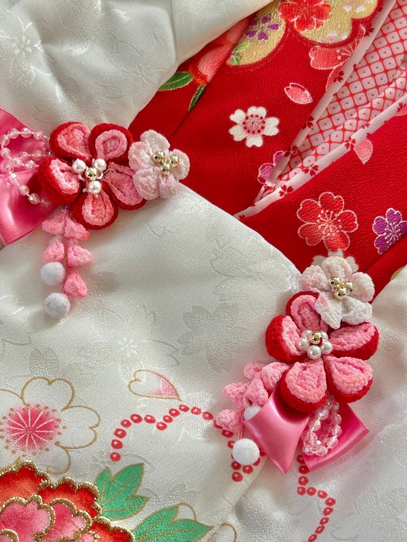 ラン様　花夢二　七五三3歳被布セット赤　日本製