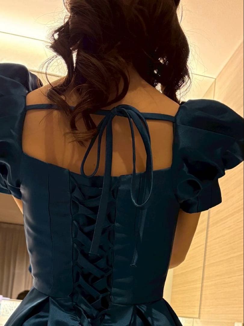 ロイヤルブルー　編み上げカラードレス(結婚式/二次会/コンサート)