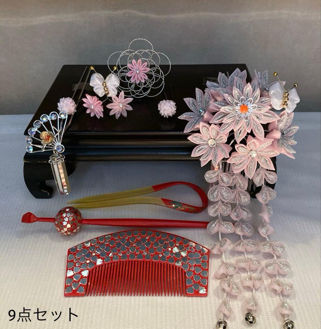 専用　七五三　舞妓簪　銀花藤下がりの簪　金属簪 櫛簪　玉簪　Uピン簪　水引簪