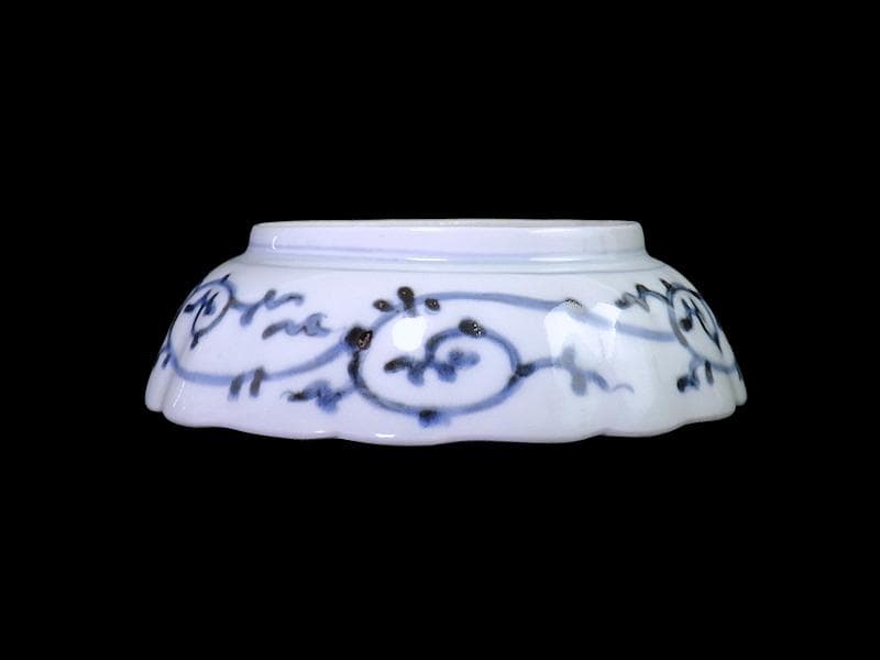 古伊万里　染付　蛸唐草に松竹梅の図　膾皿　２客　江戸期　E913AS-CSy