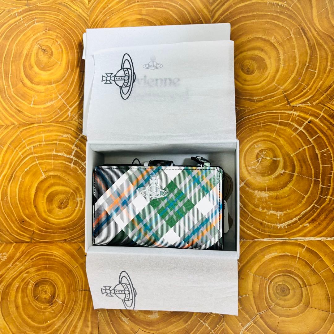 ヴィヴィアンウエストウッド 二つ折り財布 ダービー グリーン マルチカラー　新品