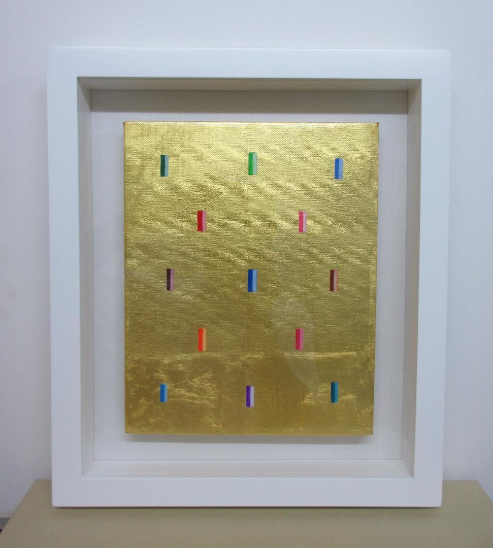 一点物手描き　金沢純金箔貼り　真作　額縁付　現代アート　抽象画　幸運　開運　金運