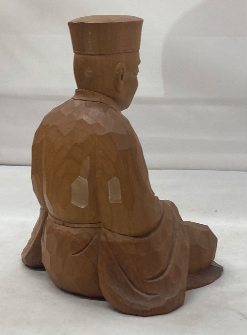 B515s 木彫 千利休座像　滝村尚之造　茶道　箱無