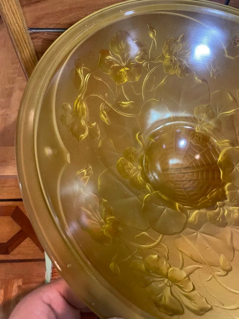 アールデコ　フロストガラス　吊り下げライトのガラス② アンバー