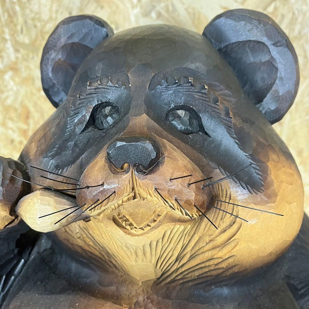 【希少】狸　木彫り 置物　一刀彫　アンティーク　ヴィンテージ　レトロ　縁起物