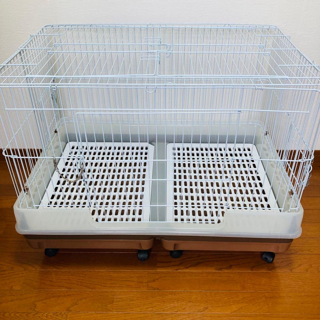 マルカンうさぎのカンタンおそうじケージワイド茶