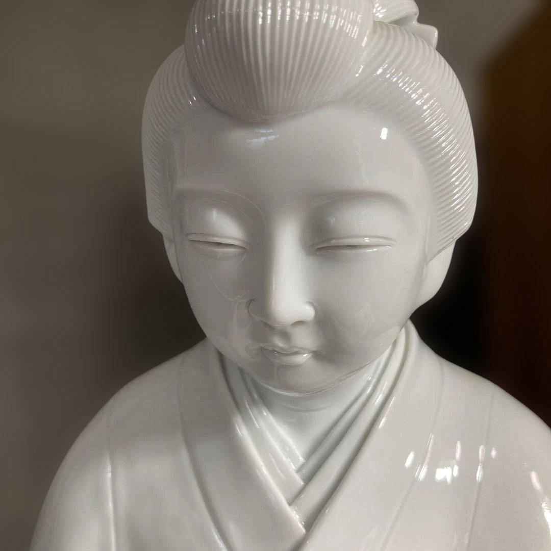 【R叔父さん専用】白磁彫刻の伝統　重要無形文化財　樋渡陶六作　白磁彫刻　親子置物