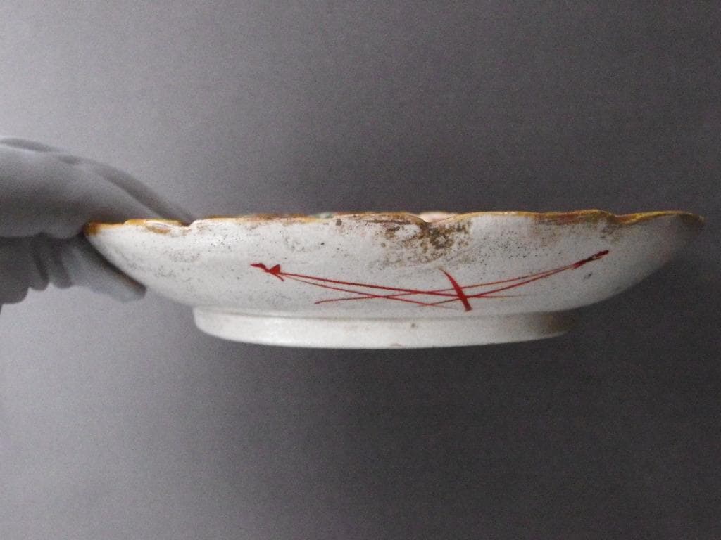 ♪骨董の器 時代物 古九谷 バルボティーヌを彷彿とさせる器オーバル 中皿