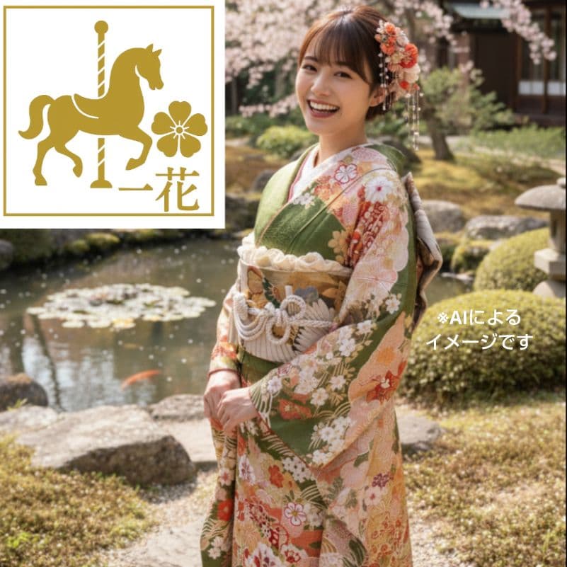 442.凛と可愛い！振袖7点セット　正絹　フルセット　成人式